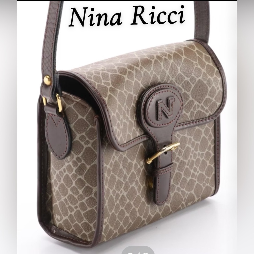 VINTAGE Nina Ricci Crossbody Bag in Giraffe Printed Canvas and Leather